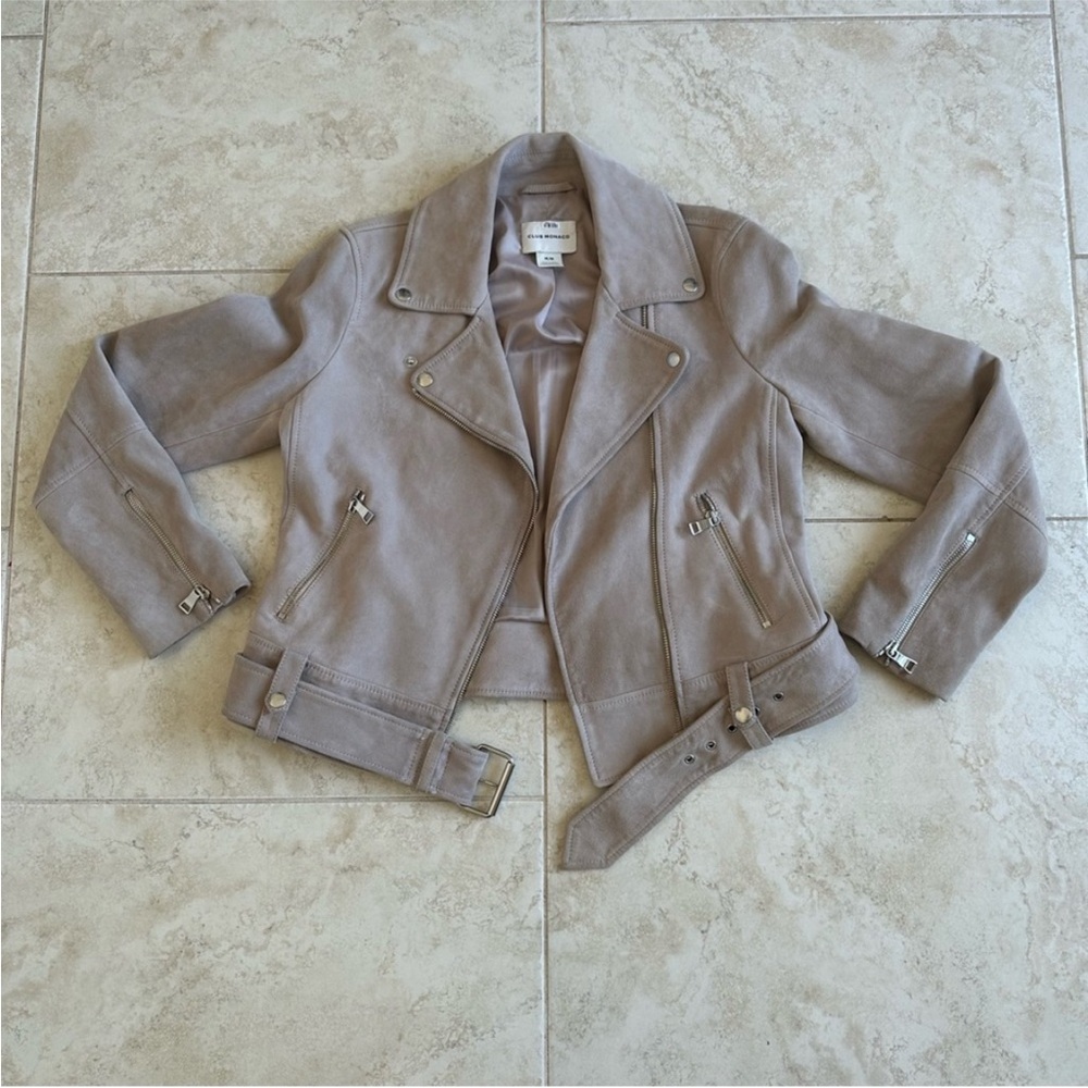 Club Monaco - Women's Tan Lamb Leather Suede Jacket 100% genuine